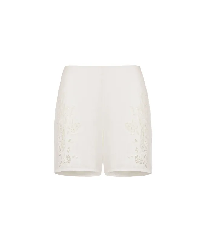 Bermuda ricamato in lino