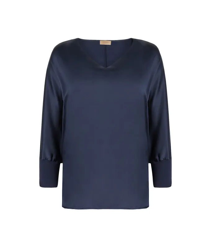 Blusa con scollo a V in seta