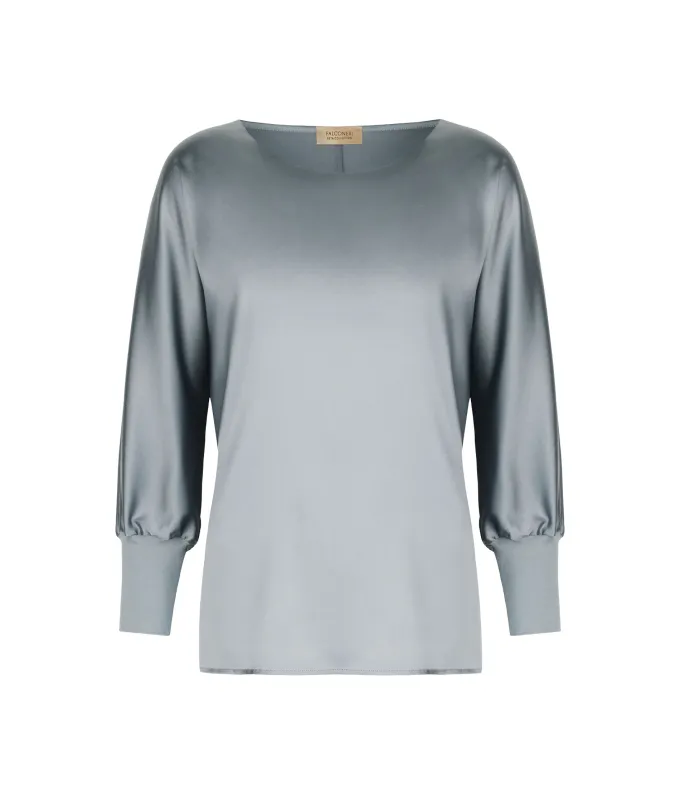 Blusa girocollo in seta