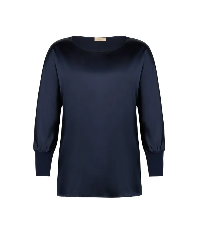 Blusa girocollo in seta