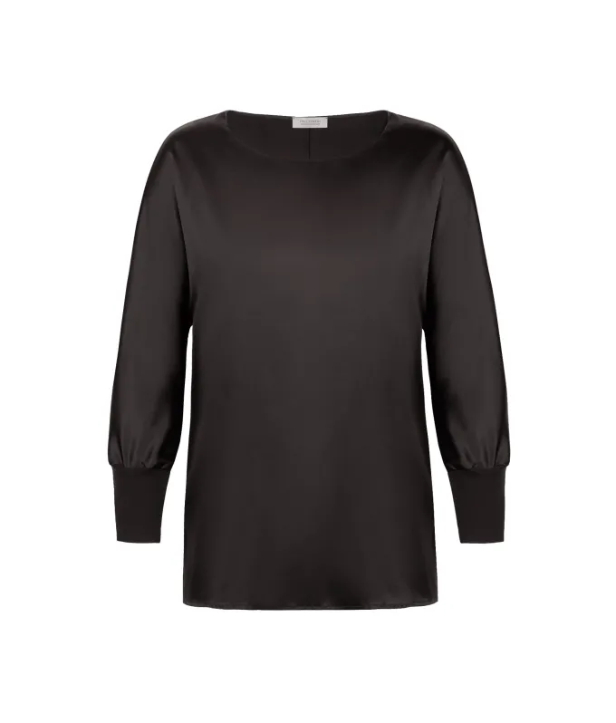 Blusa girocollo in seta