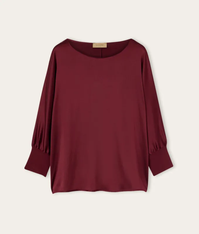 Blusa girocollo in seta