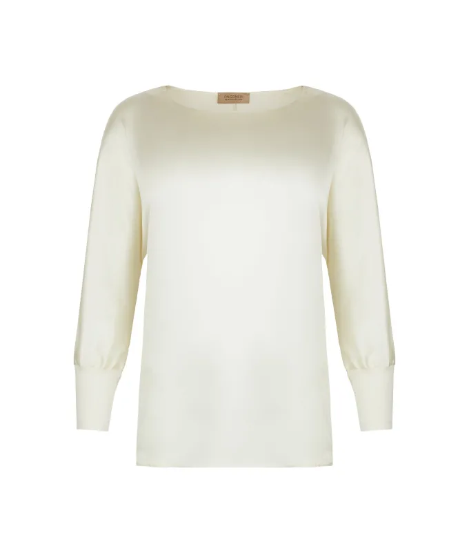 Blusa girocollo in seta