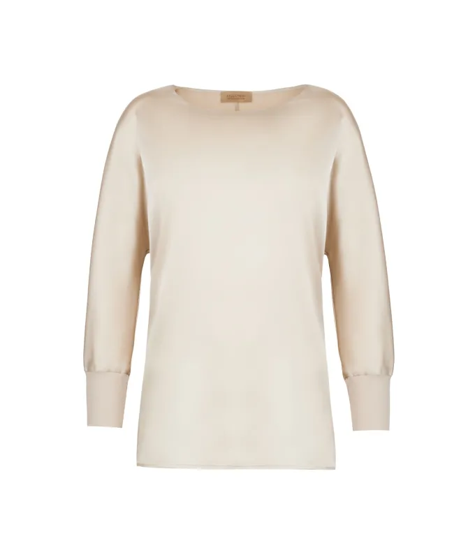 Blusa girocollo in seta