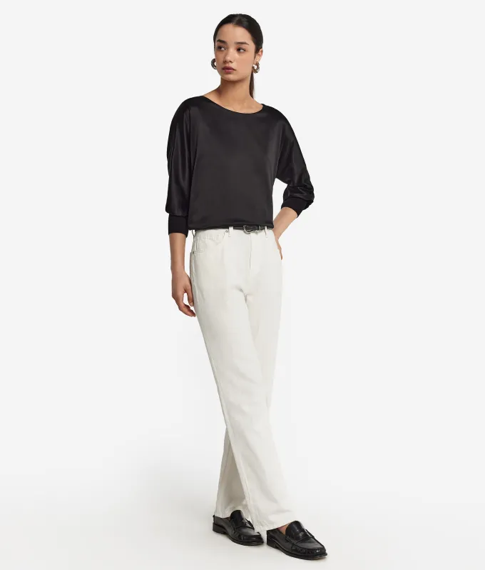 Blusa girocollo in seta