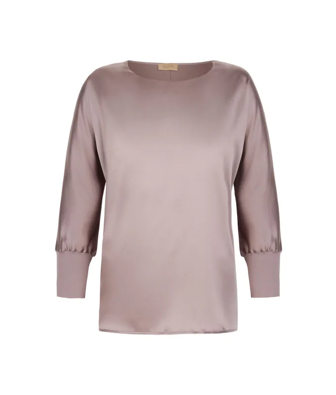 Blusa girocollo in seta