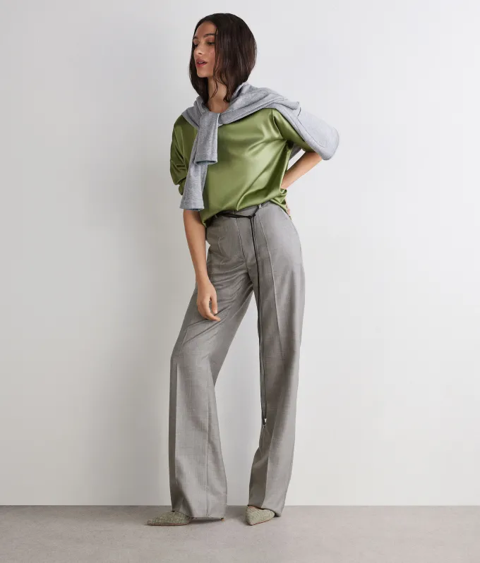 Blusa girocollo in seta