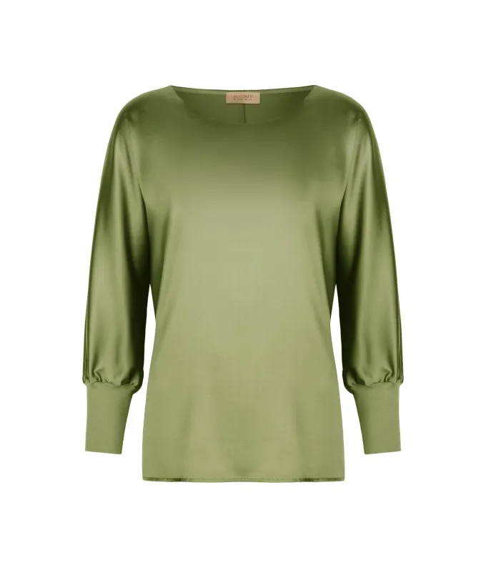 Blusa girocollo in seta