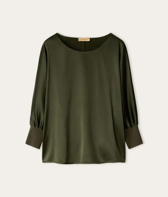Blusa girocollo in seta