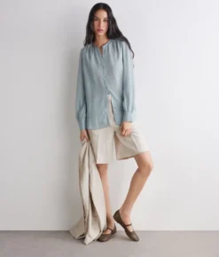 Blusa goffrata in seta cotone