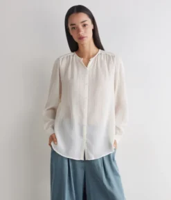 Blusa goffrata in seta cotone