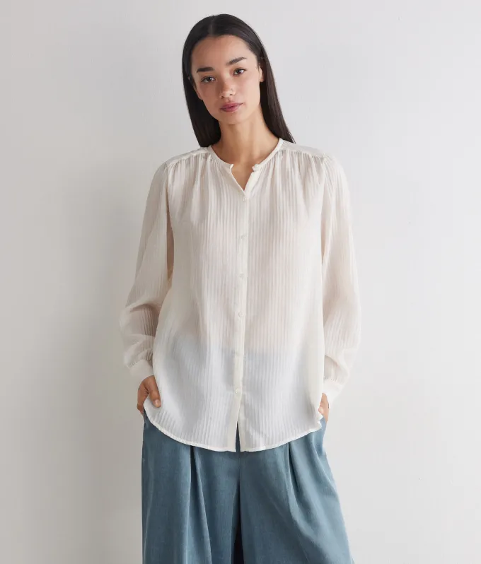 Blusa goffrata in seta cotone