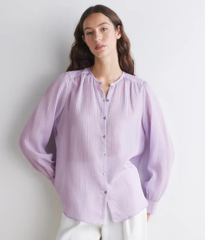 Blusa goffrata in seta cotone