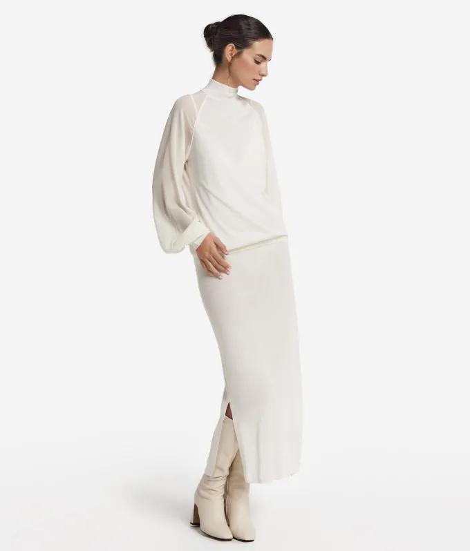 Blusa in Cashmere Ultrafine con inserto in seta