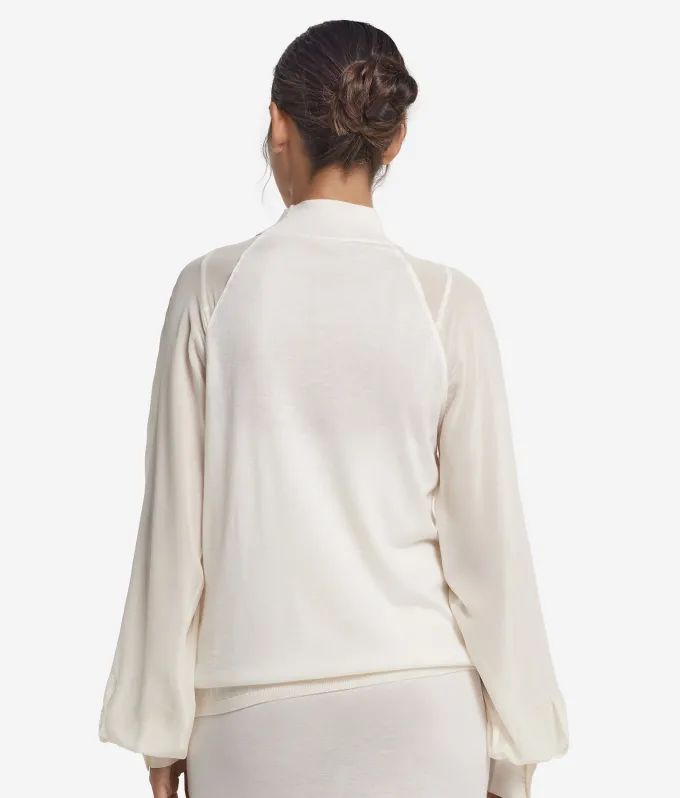 Blusa in Cashmere Ultrafine con inserto in seta