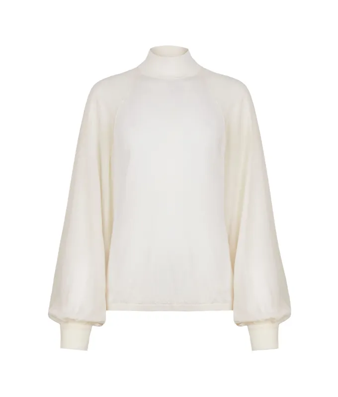 Blusa in Cashmere Ultrafine con inserto in seta