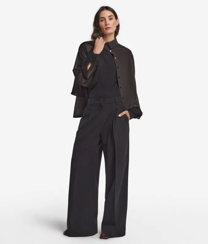 Blusa in Cashmere Ultrafine con inserto in seta