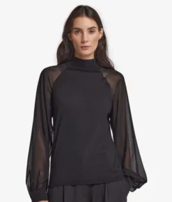 Blusa in Cashmere Ultrafine con inserto in seta