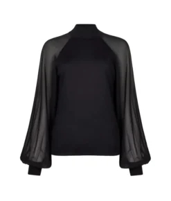 Blusa in Cashmere Ultrafine con inserto in seta