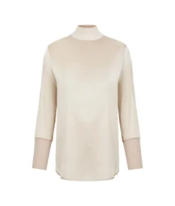 Blusa in raso di seta con inserti in maglia