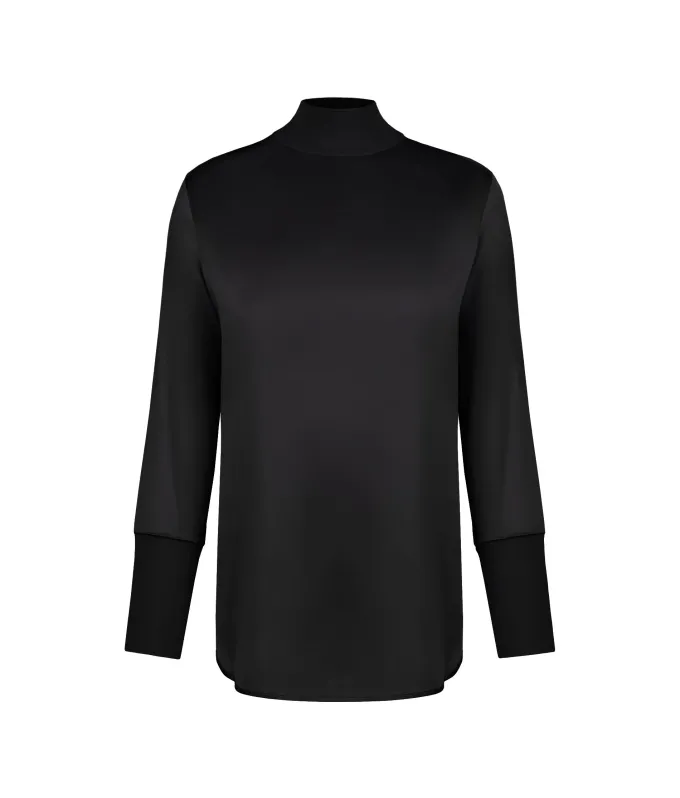 Blusa in raso di seta con inserti in maglia