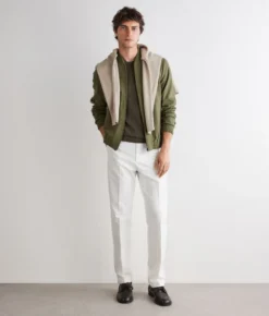 Bomber jersey in cotone e lino