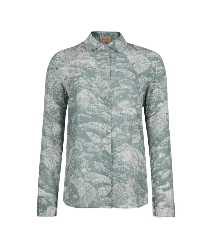 Camicia con colletto in seta stampata