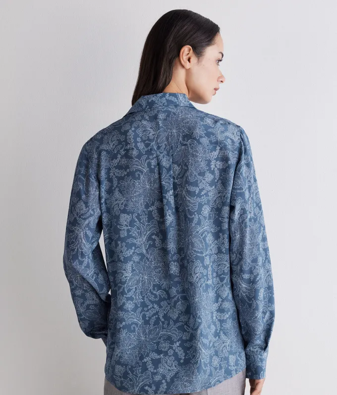 Camicia con colletto in seta stampata