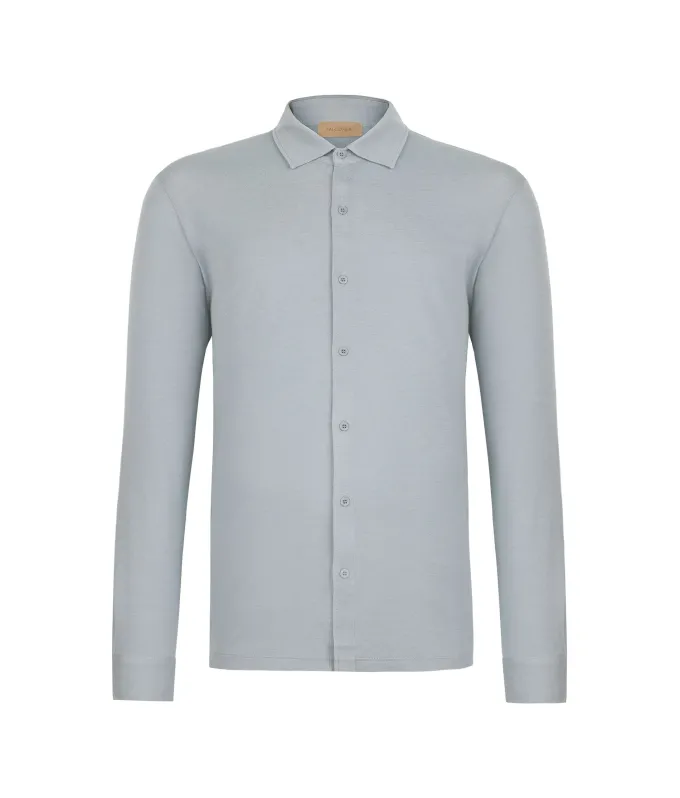 Camicia in piquet di cotone e seta