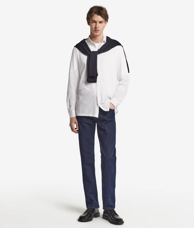 Camicia in piquet di cotone e seta