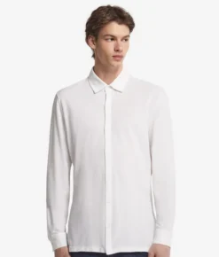 Camicia in piquet di cotone e seta