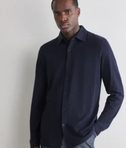 Camicia in piquet di cotone e seta