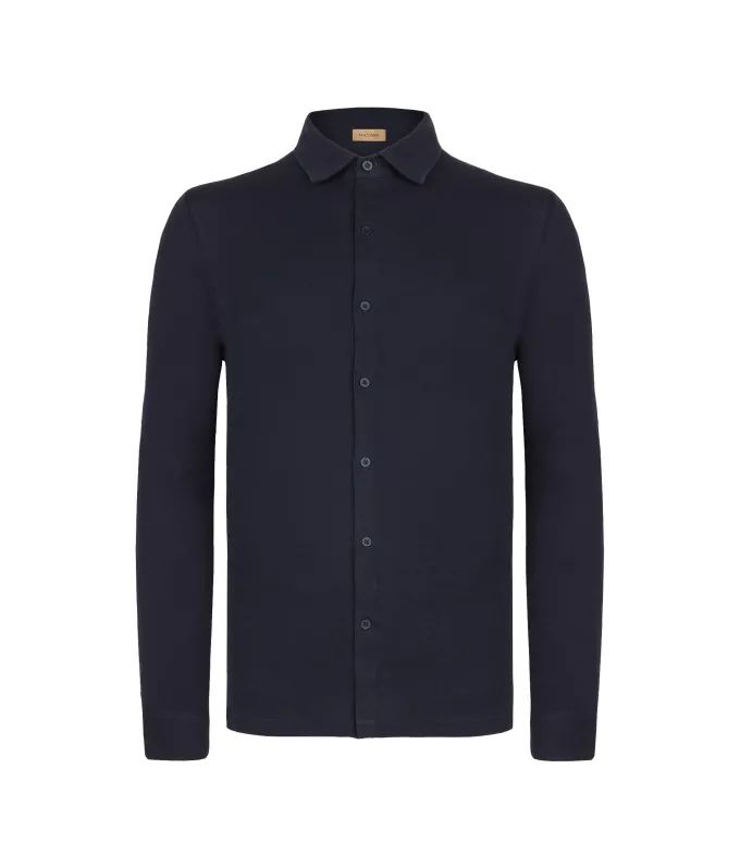 Camicia in piquet di cotone e seta