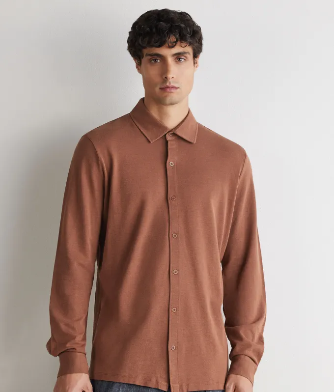 Camicia in piquet di cotone e seta