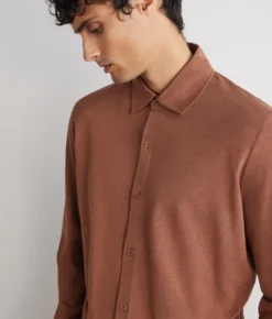 Camicia in piquet di cotone e seta