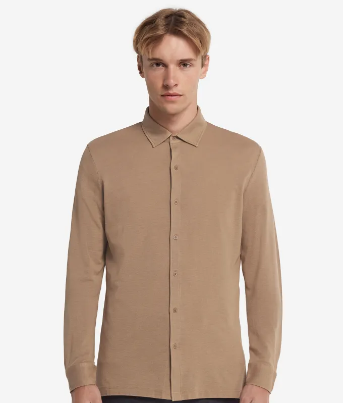 Camicia in piquet di cotone e seta