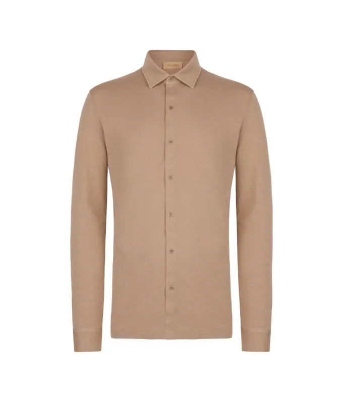 Camicia in piquet di cotone e seta