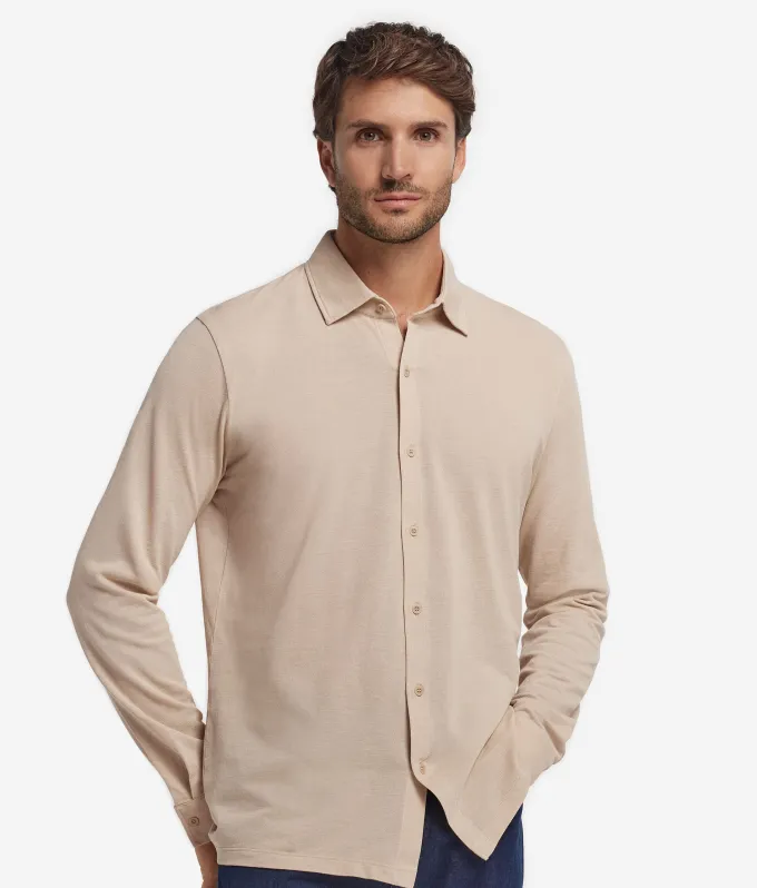 Camicia in piquet di cotone e seta