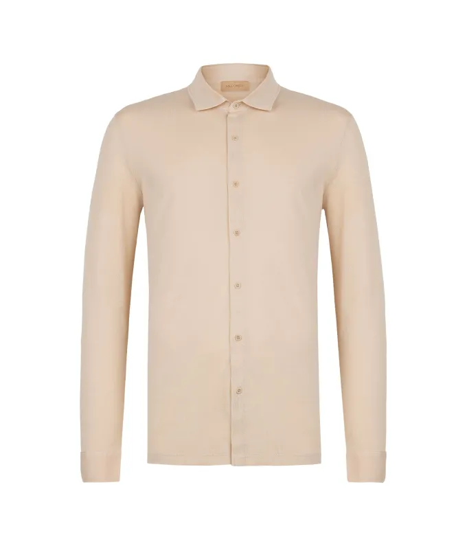 Camicia in piquet di cotone e seta