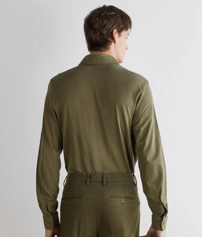 Camicia in piquet di cotone e seta