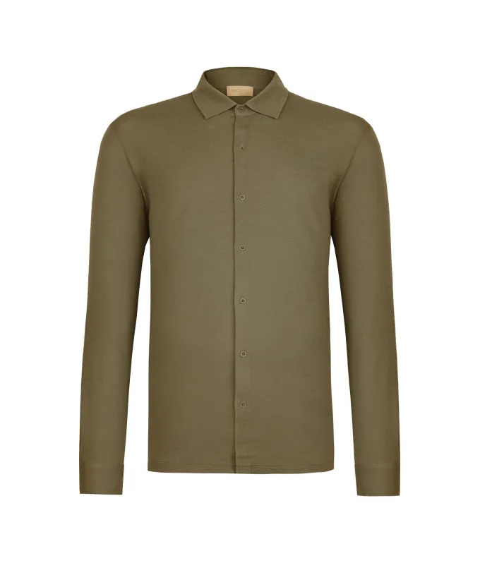 Camicia in piquet di cotone e seta