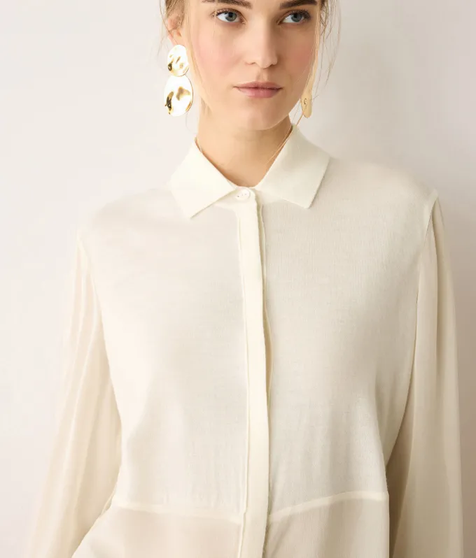 Camicia in seta e cashmere