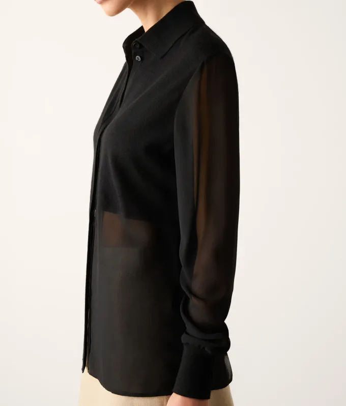 Camicia in seta e cashmere