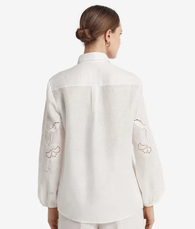 Camicia ricamata in lino