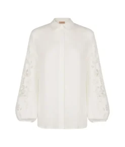 Camicia ricamata in lino