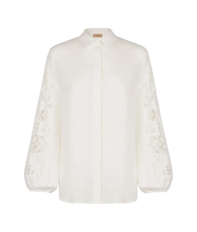 Camicia ricamata in lino