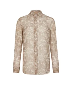 Camicia stampata in cotone e seta