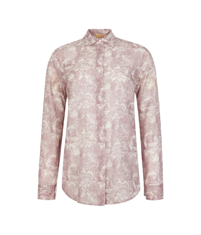 Camicia stampata in cotone e seta