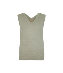 Canotta con scollo a V in lino e cotone