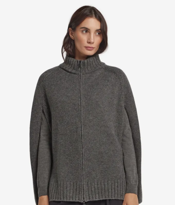 Cappa con zip in Cashmere Ultrasoft